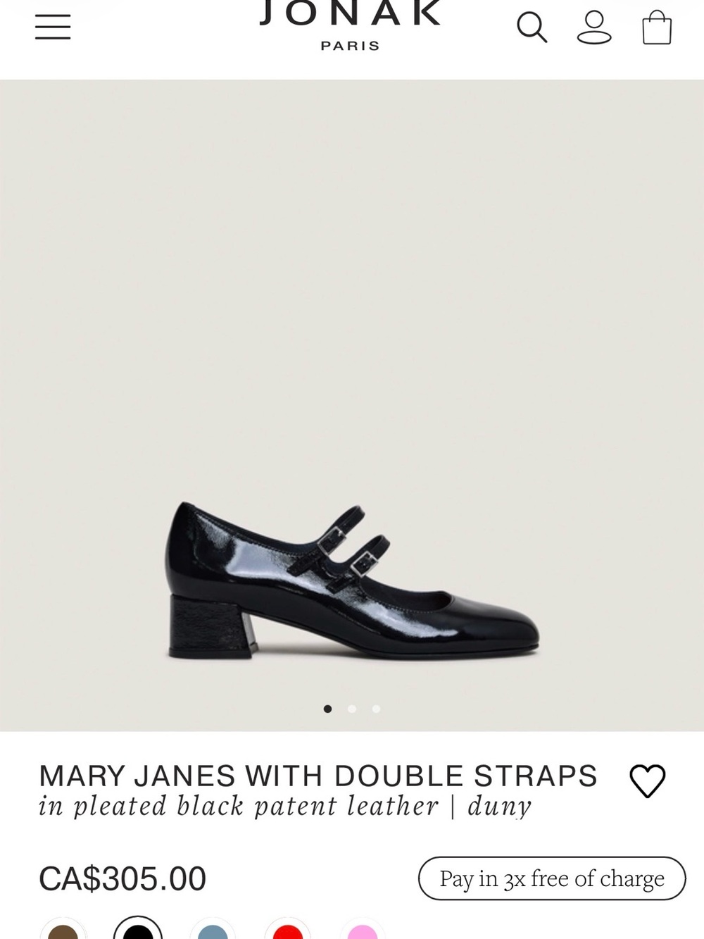 NAK Black Patent Double-Strap Mary Jane Flats